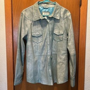 Ryan Michael Turquoise Leather Shirt